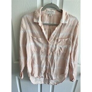 Anthropologie Cloth & Stone Peach Pink Tie-Dye Button Up Shirt Sz S Lightweight